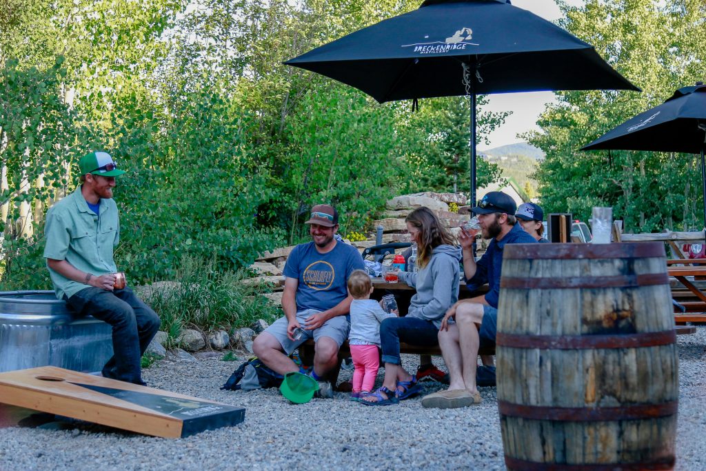friends at a picnic table