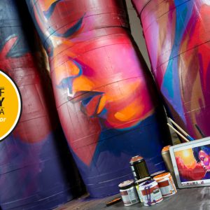 Breckenridge Straight Bourbon Whiskey Collector Art series mural with award